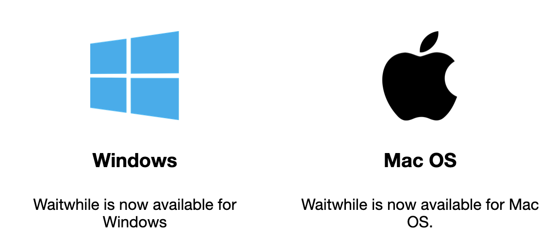 Windows and Mac OS logos with Waitwhile availability message