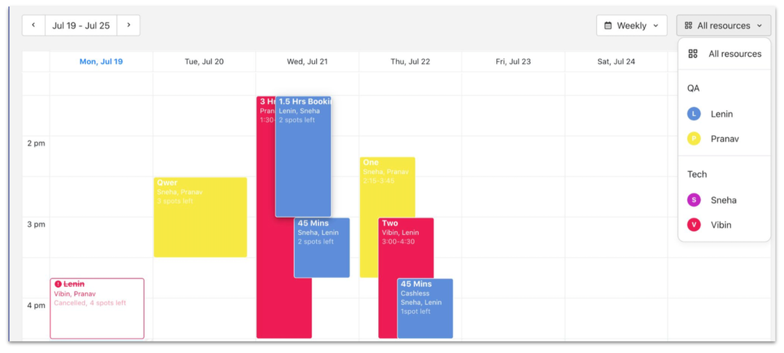 Waitwhile waitlist app new booking calendar screenshot