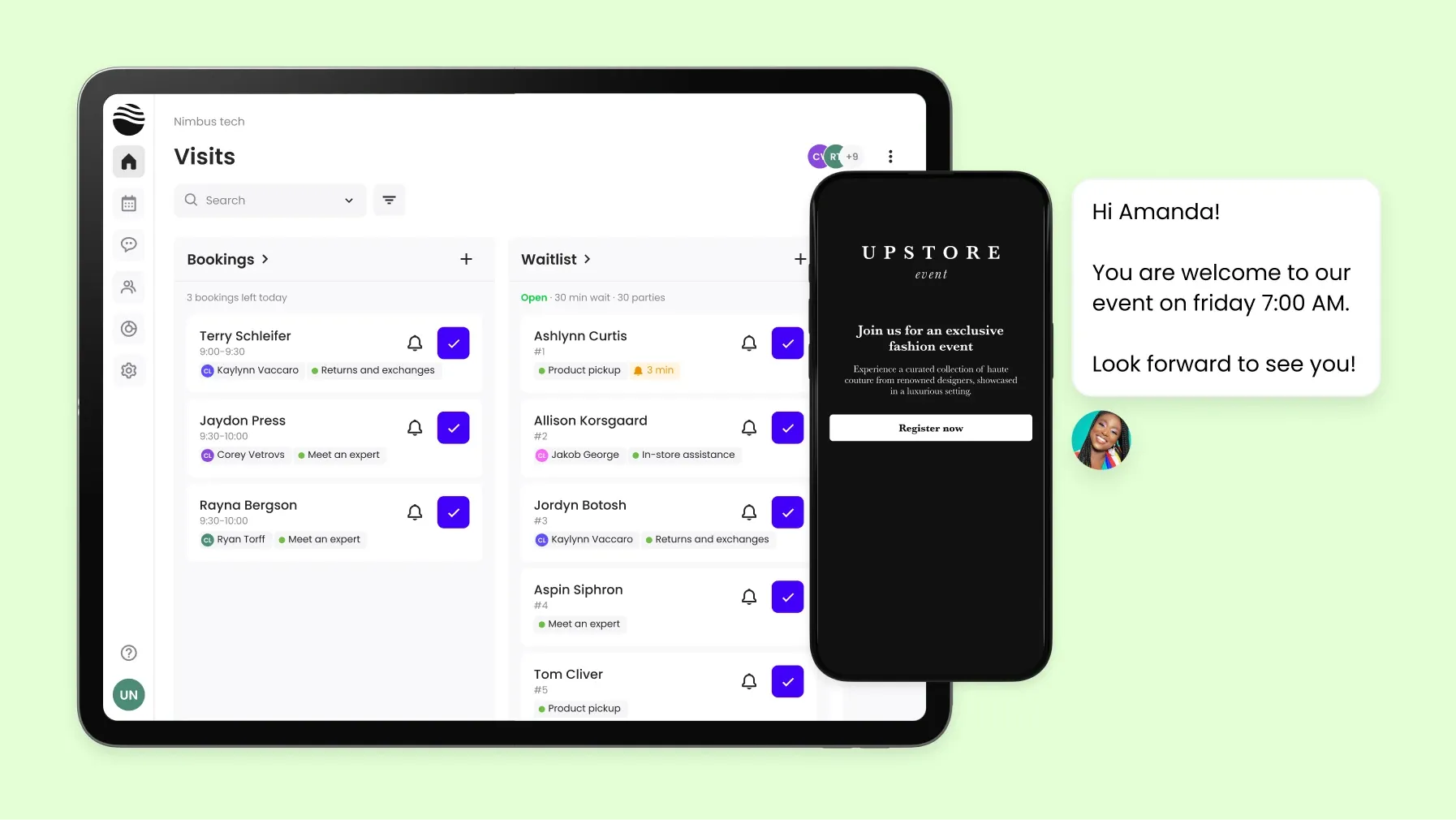 A virtual event queue management system illustration